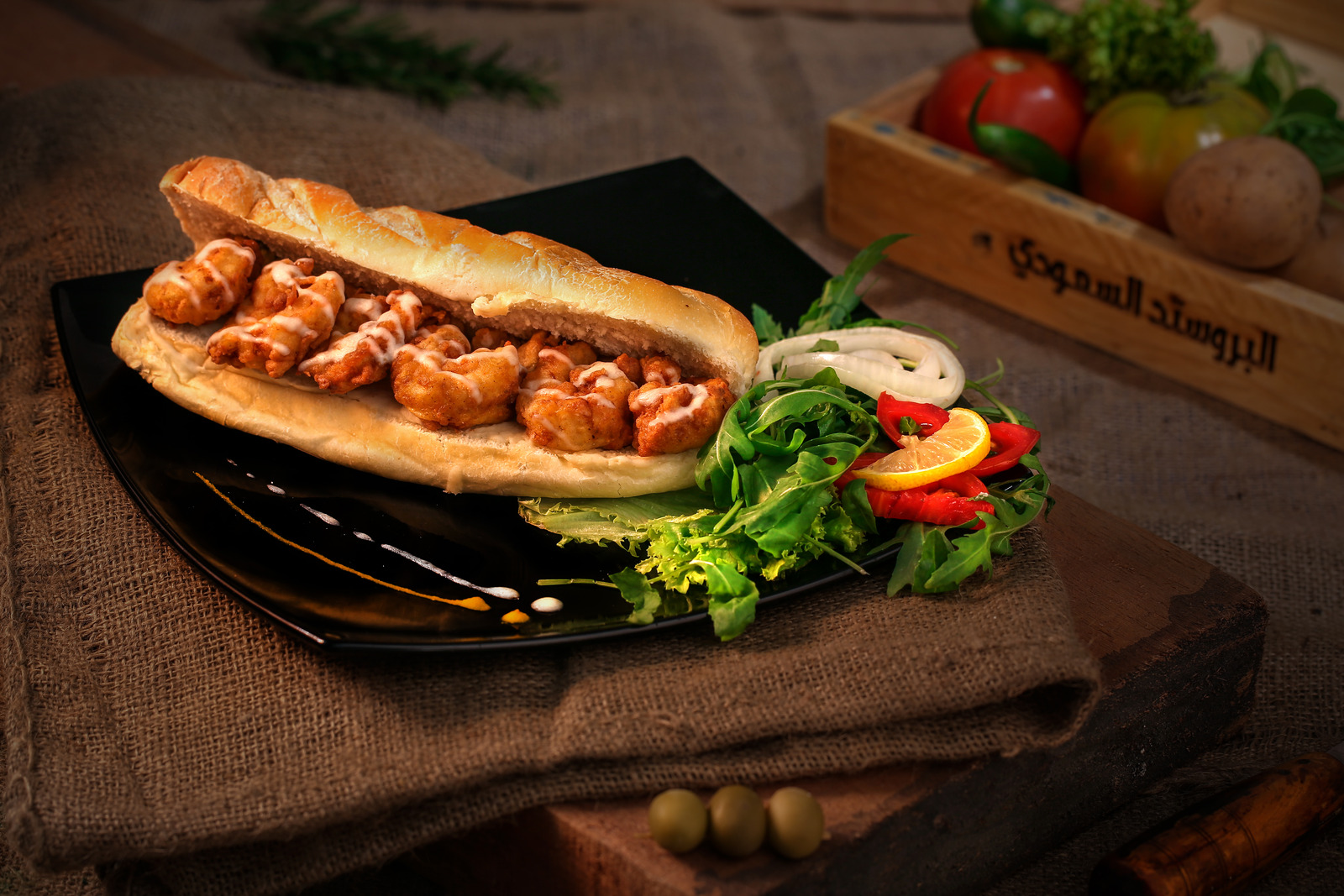 Bread With Fried Meat Served On Plate Bread With Fried Meat Served On Plate